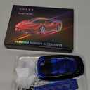 Sindeda for Ford Key Fob Cover with Keychain Soft Full Protection Key Shell Key Case Compatible with Mustang Fusion Raptor F150 Explorer Expedition Lincoln Aviator Corsair (Blue, 4 Buttons)