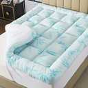 WhatsBedding 5 Inch Full Mattress Topper Breathable Bamboo Viscose Air Layer,Memory Foam Mattress Topper Full Size Blue.