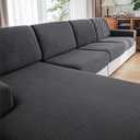 Couch Cushion Covers, Comfort Soft Magic Sofa Covers Washable Stretch Resistant for Chair Cushion Couch Furniture Protectors for Pets Sectional Slipcovers(LoveSeat Cushion, Dark Gray)