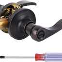 Privacy Door Lever Handle Lock, Wave Style Door Levers with Screwdriver, Interior Privacy Door Levers for Bed/Bath Room, Reversible Handle Locks, Oil Rubbed Bronze, 1 Pack