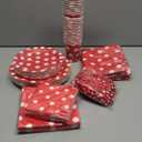 Serves 30 Complete Party Pack Red Polka Dot Party Supplies 9" Dinner Paper Plates 7" Dessert Paper Plates 9 oz Cups 3 Ply Napkins 2 Red Polka Dot Table Cover Size: 54" x 108"