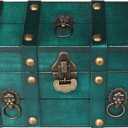 Vintage Wooden Treasure Chest, Jewelry Storage Box with Lock, Classical Storage and Decorative Box, Large Capacity Vintage Decorative Box, Jewelry Storing Storage Organizer for Home Decoration,Green