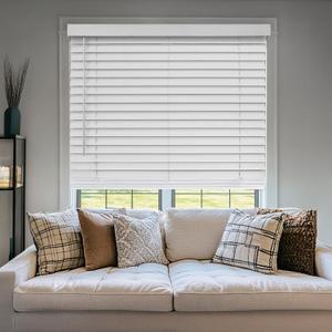 CHICOLOGY Faux Wood Blinds , Window Blinds , Wood Blinds , Window Shades , Window Treatments , Blinds & Shades , Window Shades for Home , Wooden Blinds , Basic White, 66"W X 48"H