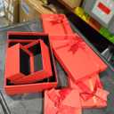 4Pcs Gift Packing Box with Smooth Edges for Storage Red Paper Boxes 11x3.5x8inch , 9.5x3 x6.5 inch, 6x 3x6 inch, 5.5x3x4