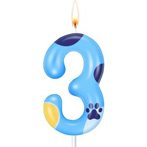 MTLEE Blue Dog Paw Candles Birthday Cake Decorations Cake Cupcake Topper for Boy and Girl Birthday Decoration(3)