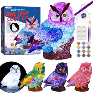 Paint Your Own Owl Lamp Kit, Art Supplies Arts & Crafts Kit, Painting kit for Kids 6-12, Arts and Crafts for Kids Ages 8-12, Toys Girls Boy Birthday Gift Ages 3 4 5 6 7 8 9 10 11 12+