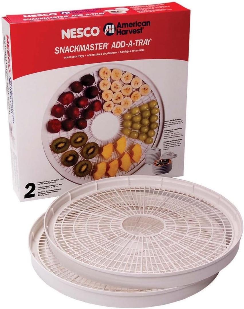 NESCO, White, WT-2, Add-a-Tray for Dehydrators FD28JX and FD-35, Set of 2, 1