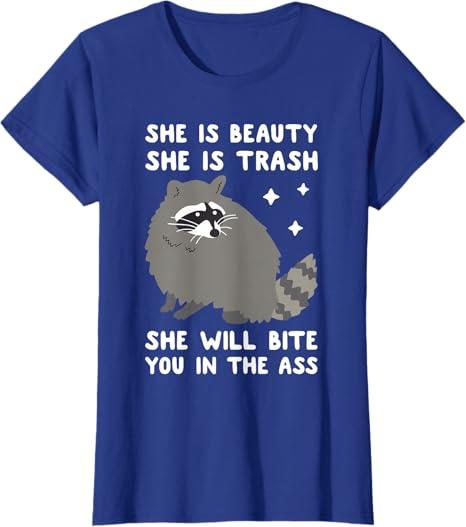 She is Beauty She is Trash she Will bite You in The Ass TShirt, Pack Of 2, Size L, XL Royal Blue