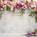 YongFoto Retro White Brick Wall Floral Arch Backdrop 8x6.5ft Rose Flowers Vine Leaves Photography Background Birthday Bridal Shower Wedding Party Banner Room Decor Portraits Photoshoot Wallpaper