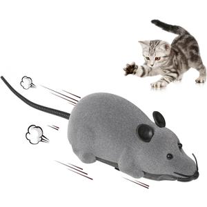 Auto Moving Mouse Cat Toy, Interactive Cat Toys Wireless Electronic Fake Mouse Rat Pet Toy Running Wheel Plush Rat Chasing Prank Toy for Cats Dogs Kids Novelty Gift By Greatstar (Grey, No Controller)