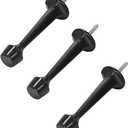 HOMOTEK 3 Pack Heavy Duty Solid Rigid Door Stop with Soft Rubber Tip, Zinc Die Cast Door Stopper Protect Wall & Door, Black