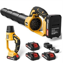 VASG Leaf Blower Cordless, 3 x 21V Batteries & Fast Charger Set, Variable Speed Mode, Lightweight Handheld Electric Leaf Blower for Lawn Care, Yard, Garden, Patio & Outdoor Cleanup (Yellow)