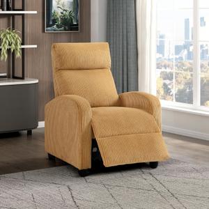 Lexicon Corduroy Pushback Recliner Chair Armchair Push Back Recliner, Solid Wood Frame and Metal Base, Easy Assembly Small Soft Single Sofa Accent Chair for Living Room/Office/Apartment, Yellow