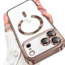 Designed for iPhone 17 Pro Max Case Magnetic, Compatible with Magsafe, Camera Control Button, Camera Lens Protector, Clear Soft TPU Plated Phone Case for iPhone 17 Pro Max, Brown