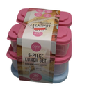 Core Plastic Food Storage Rectangle Bowl Set 5 Piece, Pink