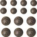 YaHoGa 14 Pieces Antique Brass Metal Blazer Buttons Set 23mm 18mm for Blazers, Suits, Sport Coat, Uniform, Jackets (MB20312)