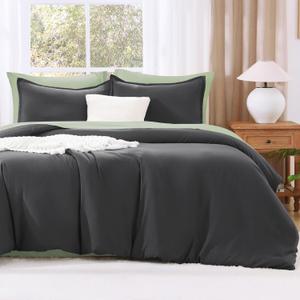 Litanika Grey Comforter Full Set, Dark Gray Lightweight Plain Bedding Comforters Sets, All Season Fluffy Bed Set (79x90In Comforter & 2 Pillowcases)