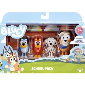 Bluey School Figurine Toys Pack of 4, Articulated Character Toys with Chloe, Rusty, and Calypso Figurines, Small Action Figures for Kids Ages 3+