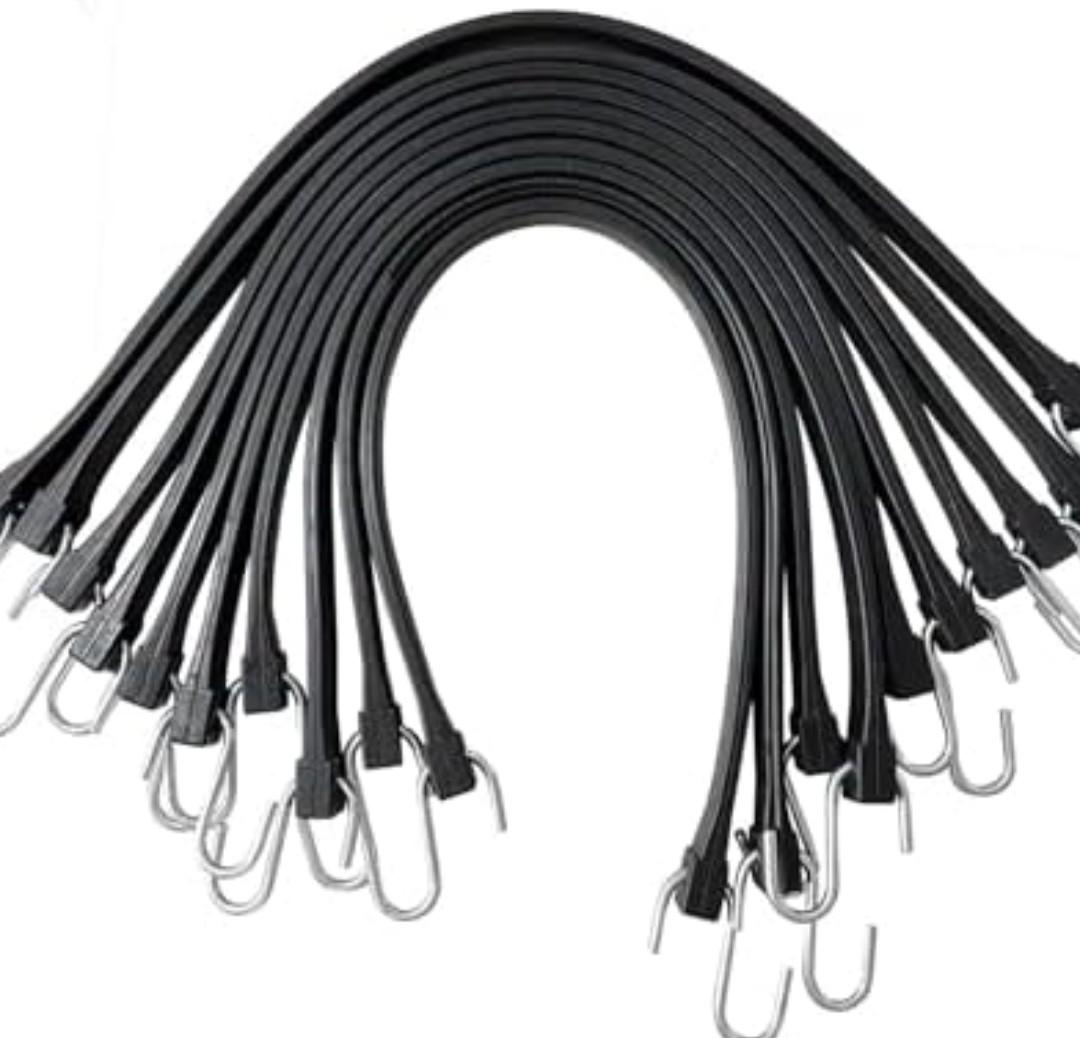 HOXWELL 15" Rubber Bungee Cords with Hooks, Heavy Duty EPDM Bungee Cord with 150% Max Stretch, Heavy Duty Bungee Straps for Securing Tarps, Canvases, Cargo, Motorcycle, Weatherproof, Pack of 10