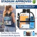 Oraben Clear Backpack Stadium Approved, Clear Bag 12 x 6 x 11 in, Small Transparent Backpack for Concerts, Sports Events, Festivals, Waterproof, Adjustable Straps, Women Men