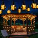 41FT Solar String Lights Outdoor Waterproof, Patio Lights Solar Powered with 15 LED Flickering Flame Bulbs, Hanging Solar lights for Outside Patio Backyard Camping Porch Party Decorations, Warm White