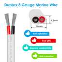 8 Gauge Electrical Wire 600V PVC Jacket, 8/2 Copper Wire for Marine Automotive Battery Solar (8 Gauge 100FT)