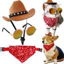 Cowboy Costume for Pet Cowboy Bandanna Cowboy Hat for Pet Cowgirl Bandanna Sunglasses Hiphop Costume for Pet Hippie Costume