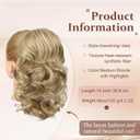 Flufymooz Ponytail Extension, 14 Inch Short Drawstring Ponytail Hair Extension for Women, Soft Synthetic Pony Tails Hairpiece for Women Medium Blonde with Highlights