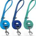 azuza 3 Pack Nylon Dog Leashes,Strong & Durable Basic Style Leash with Easy to Use Collar Hook, Royal Blue/Blue/Green (S: 5/8"x 6 FT)