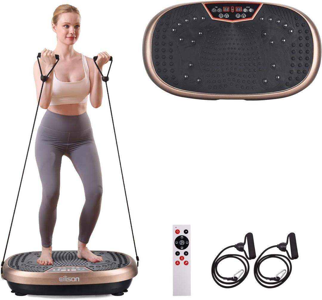 EILISON FitMax 3D XL Vibration Plate Exercise Machine - Whole Body Workout Vibration Platform w/Loop Bands - Lymphatic Drainage Machine for Weight Loss, Shaping, Wellness, Recovery