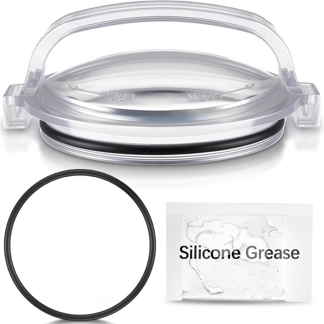 Feekoon Pool Pump Lid and O Ring, Pump Strainer Lid Compatible with Hayward Power-Flo SPX1500D2A, Clear Strainer Cover Replacement, 1 Extra O Ring and Lubricating Grease Included