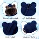 ADUKIDE Little Boys Puffer Jacket Size 12-24 Months Toddler Navy Blue Fleece Coat with Bear Ear Cozy Winter Clothes for Baby 1-2T