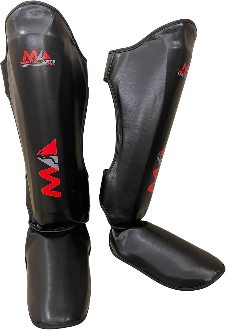 Muay Thai Shin Guards, Shin Pad for Martial Arts, Kick Boxing Leg Instep Protection Pads for Sparring, MMA Kickboxing Taekwondo Professional Training Equipment Gear (Extra Large)