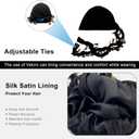 Turban for Men Adjustable Halo Silk Satin Lined Cap for Women Durag Twist Head Wraps Hat Elastic Pre Tie Beniee (Medium, Black-1)