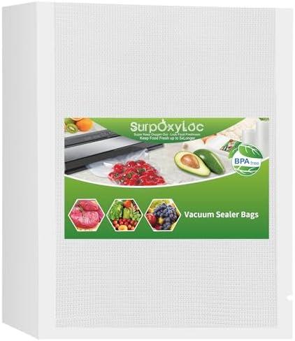 SurpOxyLoc 4mil100 Gallon Size11x16Inch Vacuum Freezer Sealer Bags for Food,BPA Free, Sous Vide Vaccume Safe,Universal Design Pre-Cut Bag and Work with Any Types Vacuum Sealer