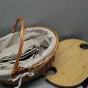 Picnic Basket for 2 with Table and Blanket, Collapsible Cooler Bag Insulated, Picnic Set for Beach Picnic Hamper Picnic Date Essentials for Outdoor Picnic Accessories Bridal Shower Gift (Grey Lining)