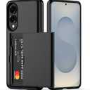 Nvollnoe for Samsung Galaxy S25 Edge Case with Card Holder Dual Layer Heavy Duty Protective Case Hidden Card Slot Slim Wallet Cover for Samsung S25 Edge 6.7''(Black) 4Pcs