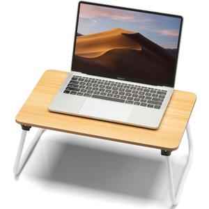 FISYOD Foldable Lap Desk, Laptop Bed Desk, Portable Bed Table, Laptop Stand for Bed & Couch, Lightweight & Mini - Oak