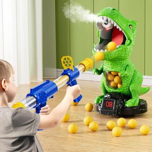 Moveable Dinosaur Shooting Toys for Kids 3-8 Years, Movable Shooting Target Toy with Air Pump Guns, Interactive Competition Game Gift for Boys and Girls Ages 3 4 5 6 7 8 Years Old (1 Popper Gun)