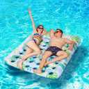Inflatable Pool Float Mat, 72" X 60" Giant Pool Floats Adult Size with Headrest Lake Float Raft Water Lounger, Oversized Floating for Swimming Pool Tanning Pool for Summer Beach (New Blue)
