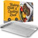 Checkered Chef Baking Sheet Pan and Cooling Rack - Half Sheet, 18" x 13" Aluminum Cookie Sheets and Stainless Steel Wire Rack for Baking