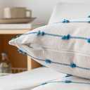 YEENAASY Boho Throw Pillow Covers 20x20 Set of 2 Modern Farmhouse Decorative Cushion Case Tufted Linen Square Pillows Cover Neutral Pillow Cases Accent Pillowcase for Sofa,Couch,Bed,Beige and Blue