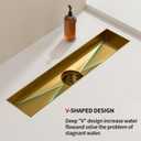 Linear Shower Drain, 304 Stainless Steel with Adjustable Leveling Feet, Hair Strainer,Reversely Install Place to Create an Invisible Floor Drain - Gold -48-Inch