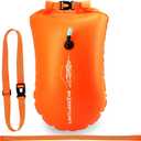 Swim Buoy & Drybag - for Swimmers, Open Water and Triathlon. Pull Buoy for Adults and Kids. Orange Signal Swimming Bubble