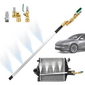 Sakerplus Cleaning Wand, 24'' Portable Radiator Cleaning Tool,High Pressure Radiator Flush and Cleaner Tool with 2 Quick Coupler, Fit for Cars Truck, RV
