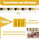 6p Banner Metallic Foil Fringe Wall Hanging Tinsel Fringe Banners backdrop for Parade Floats Garland Wedding Parties Graduation New Year Retirement Anniversary Party Decorations(Black Gold Silver)