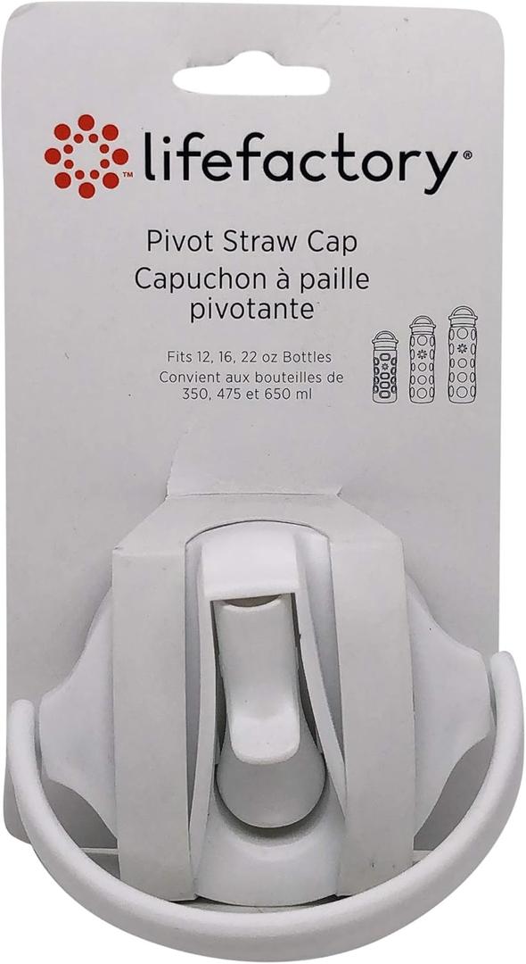 Lifefactory BPA-Free Pivot Straw Cap for 12-Ounce, 16-Ounce, and 22-Ounce Glass Bottles, Optic White