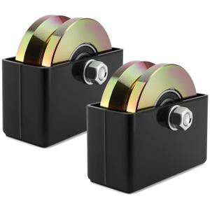 4" Sliding Gate Rollers Wheel 2 Pack V Groove Slide Wheel 1-3/4" Width with Welded Bracket Heavy Duty Solid Double Bearing 3000 Lbs Capacity with Screws