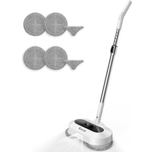 Cordless Electric Mop with LED Headlight & Water Sprayer, Up to 60 mins Working Time, Dual-Motor Powerful Spin Mop, 190ML Water Tank, Adjustable Tube, Multi-Surfaces Floor Cleaner Mop