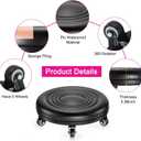PATIKIL Low Rolling Stool Chair - PU Leather Universal Wheel Seat for Home Office Fitness - Round Roller Stool (Black)